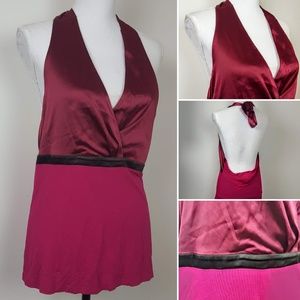 NWT THE LIMITED Top, Pink Silky Career Halter, L